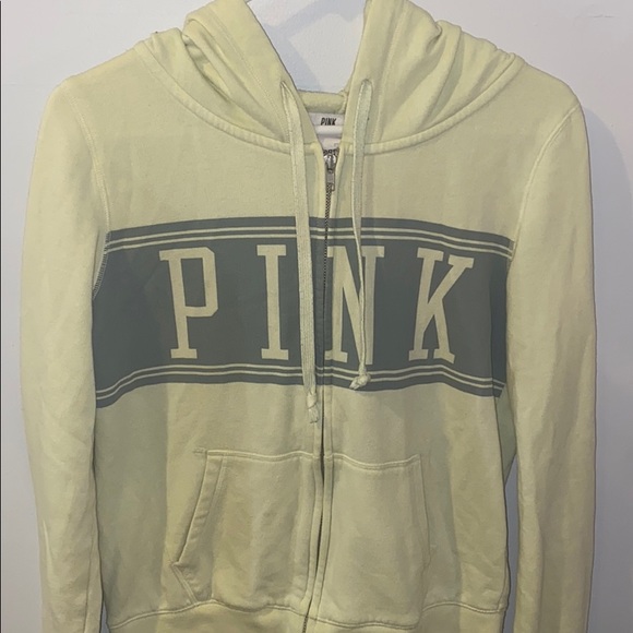super light lime green/yellow PINK zip up hoodie - Picture 1 of 4
